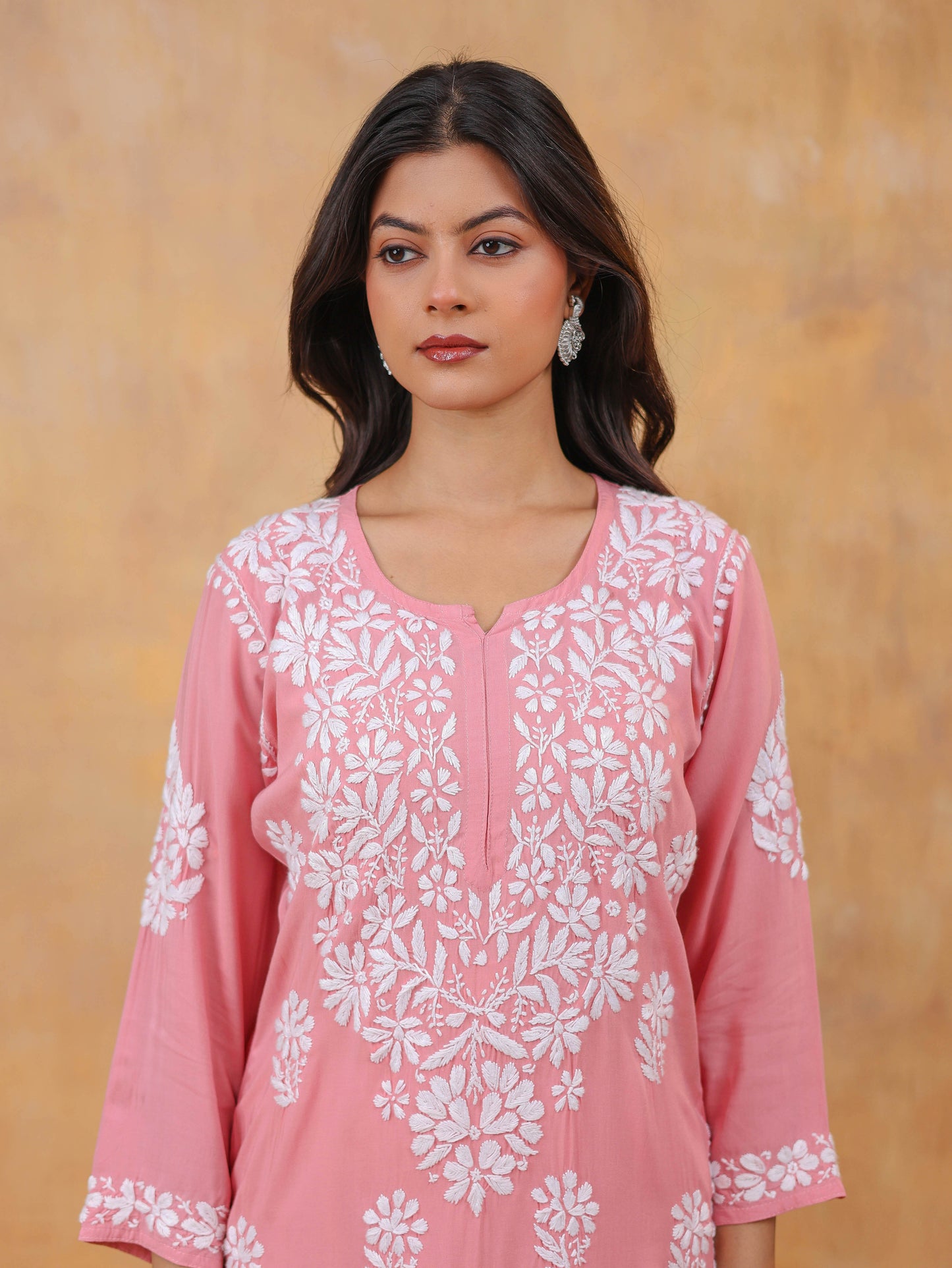 Modal Cotton Long Chikankari Kurti