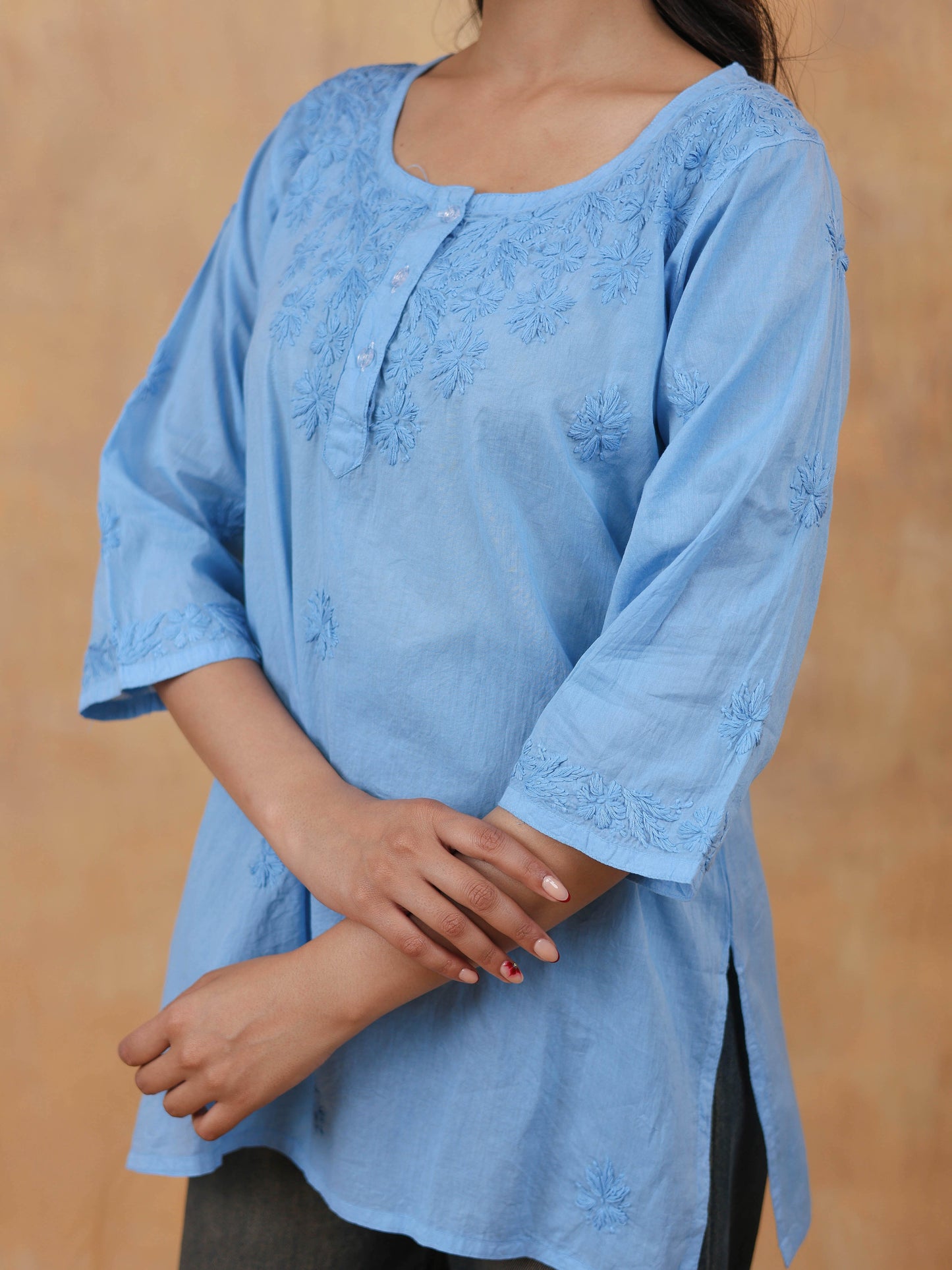 Cotton Short Chikankari Kurti