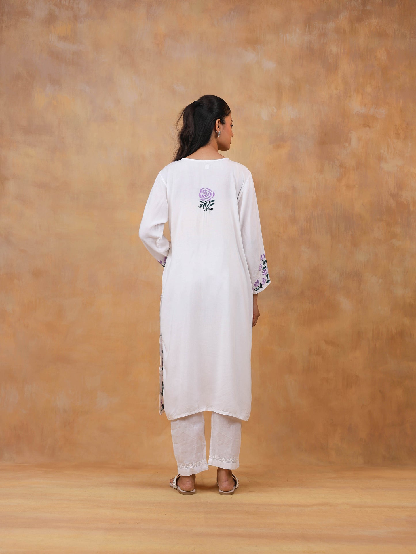 Modal Cotton Long Chikankari Kurtis