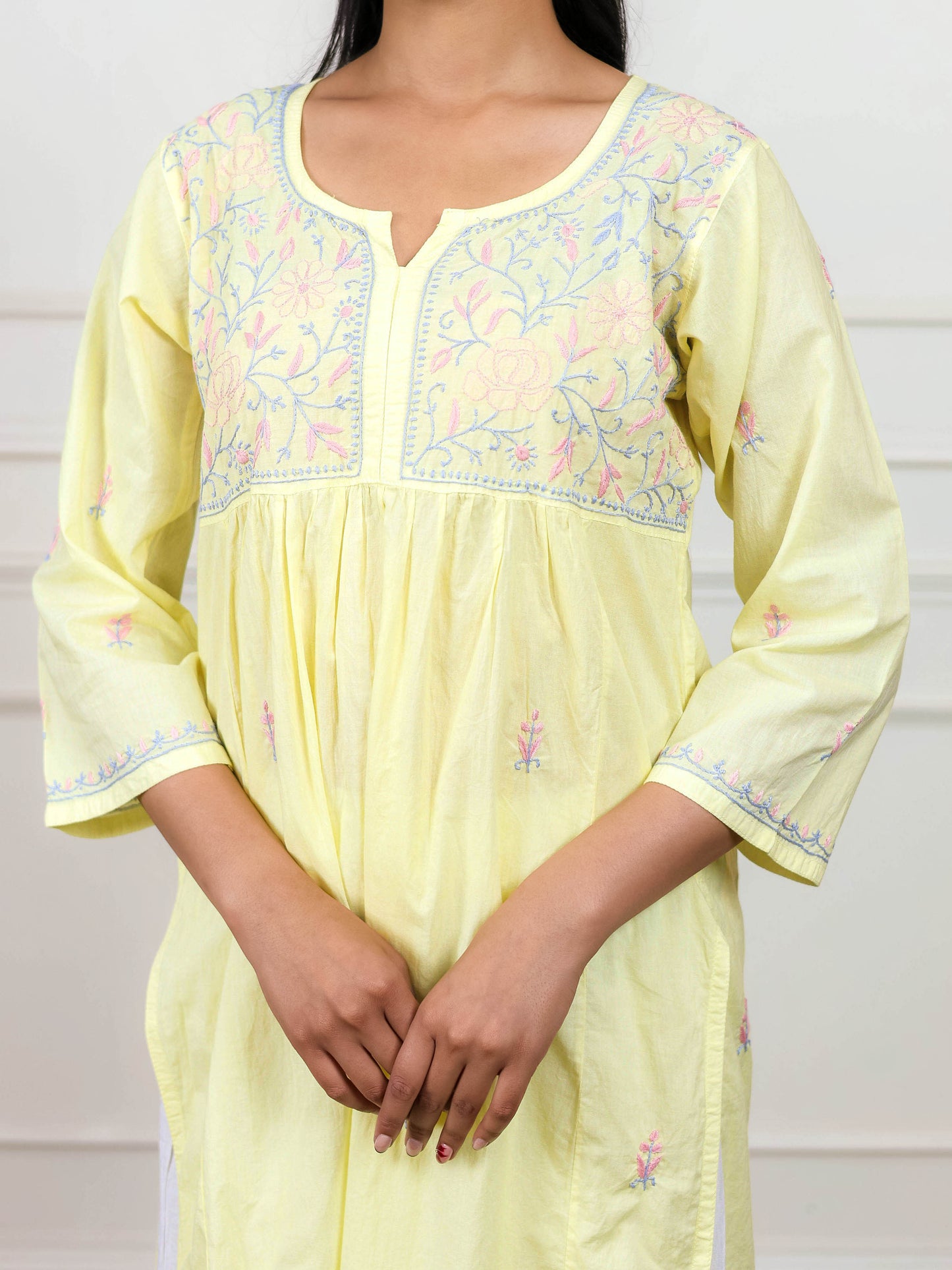 Cotton High Slit Chikankari Kurti