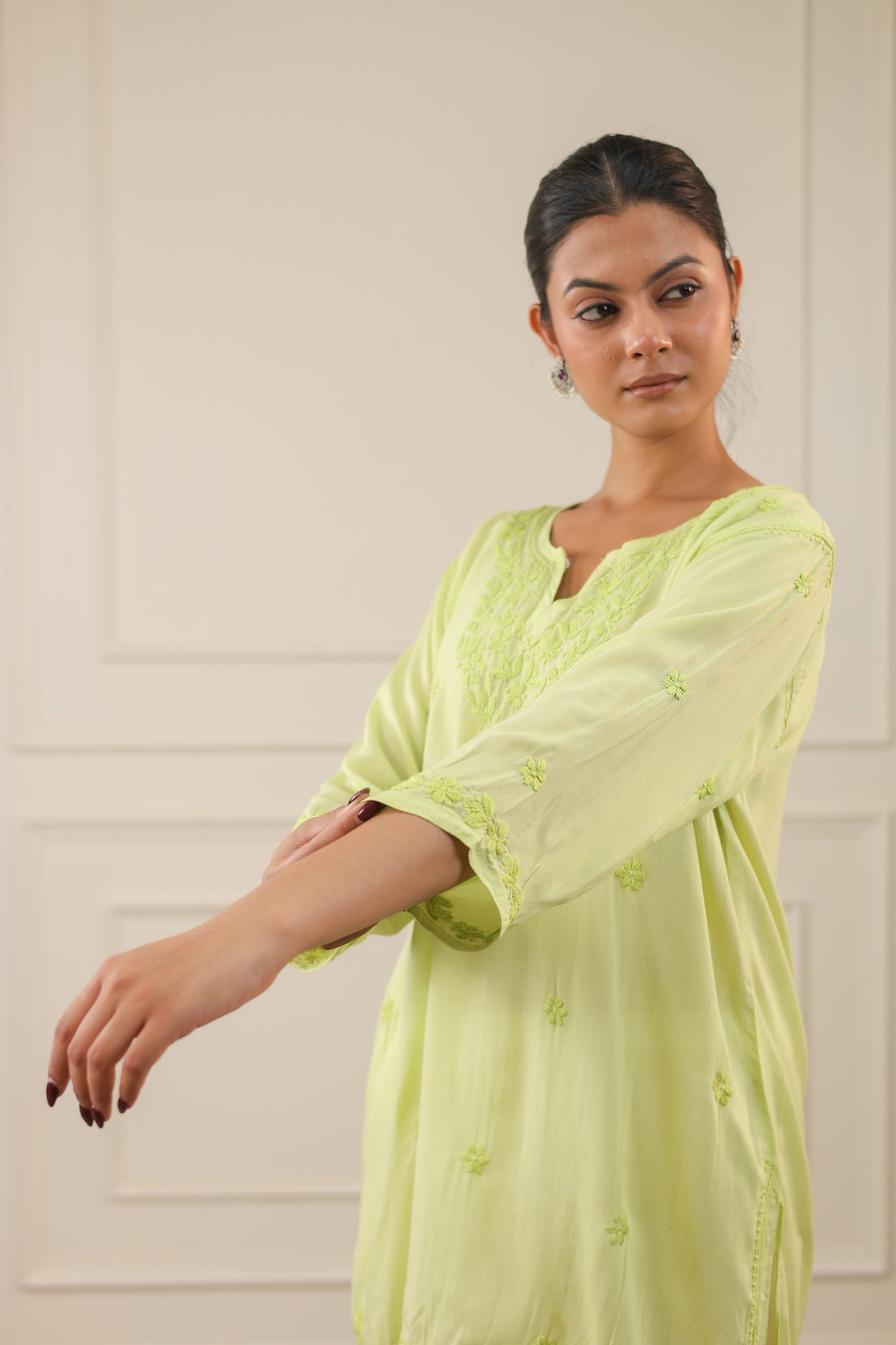 Modal Cotton Short Chikankari Kurti