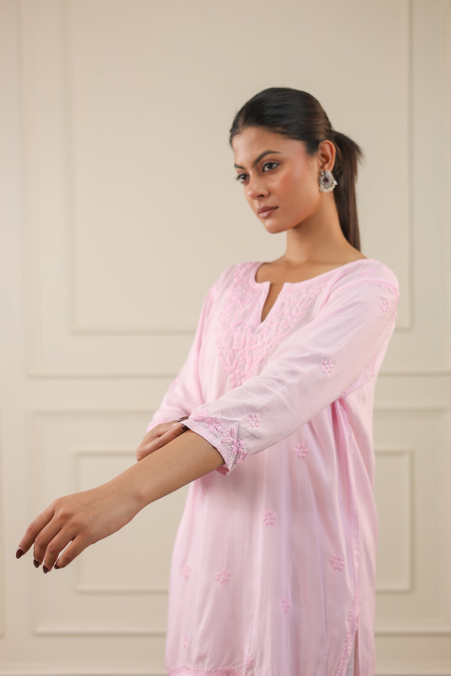 Modal Cotton Short Chikankari Kurti