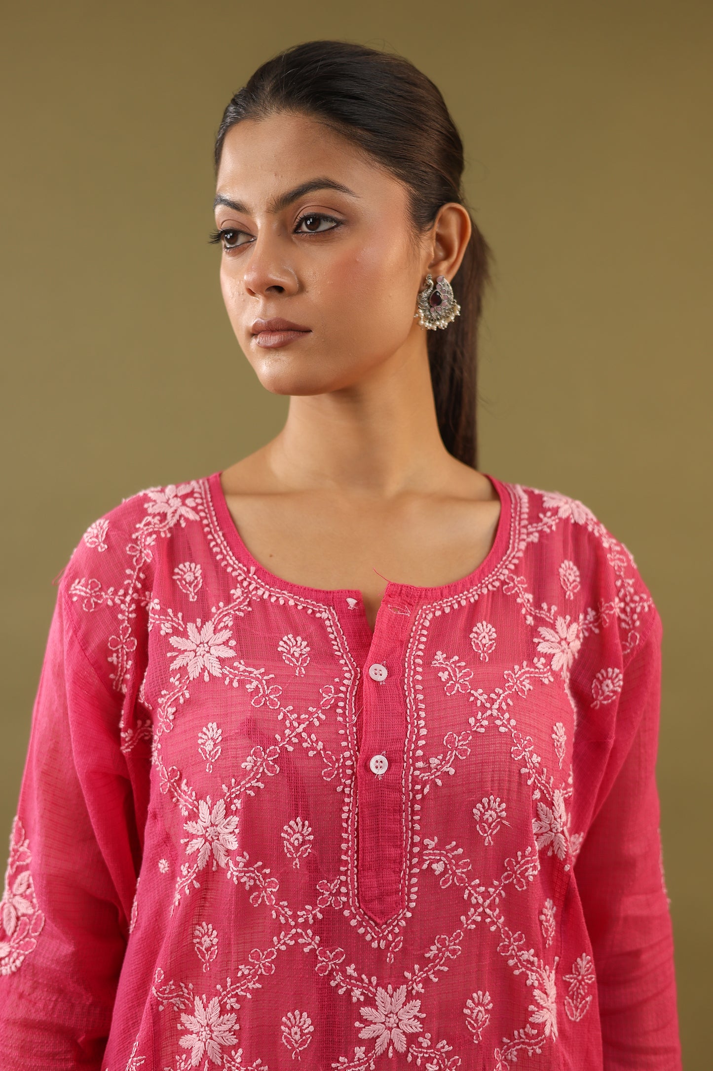 Kota doria A Line Chikankari Kurti