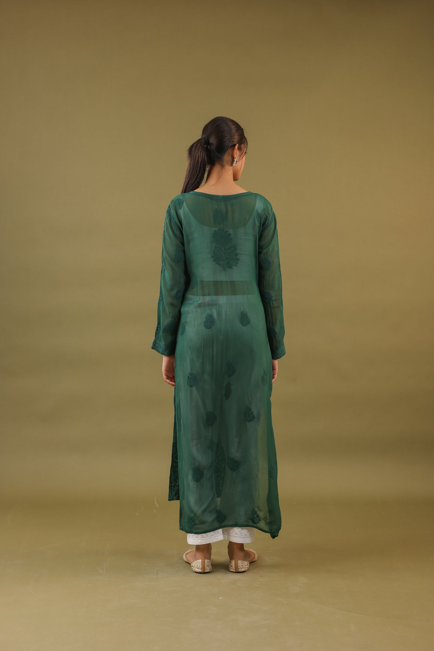 Georgette Long Chikankari Kurti