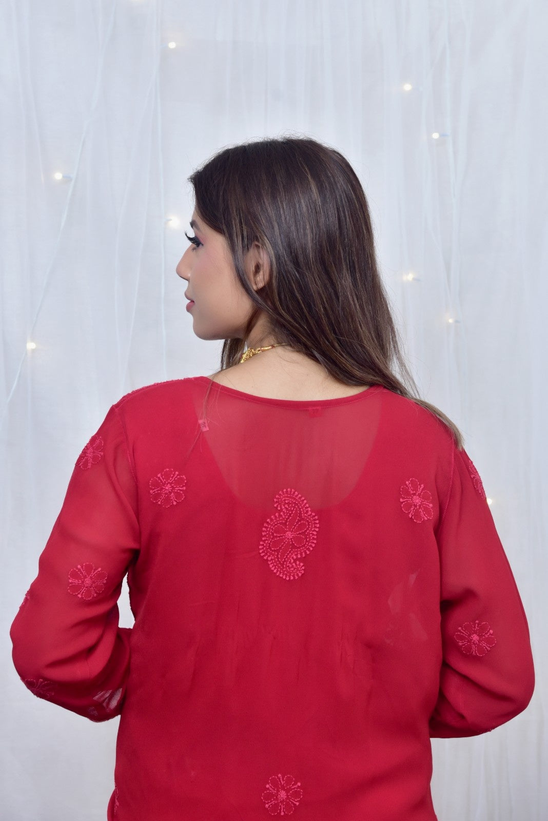 Pure Viscose Chikankari Angrakha