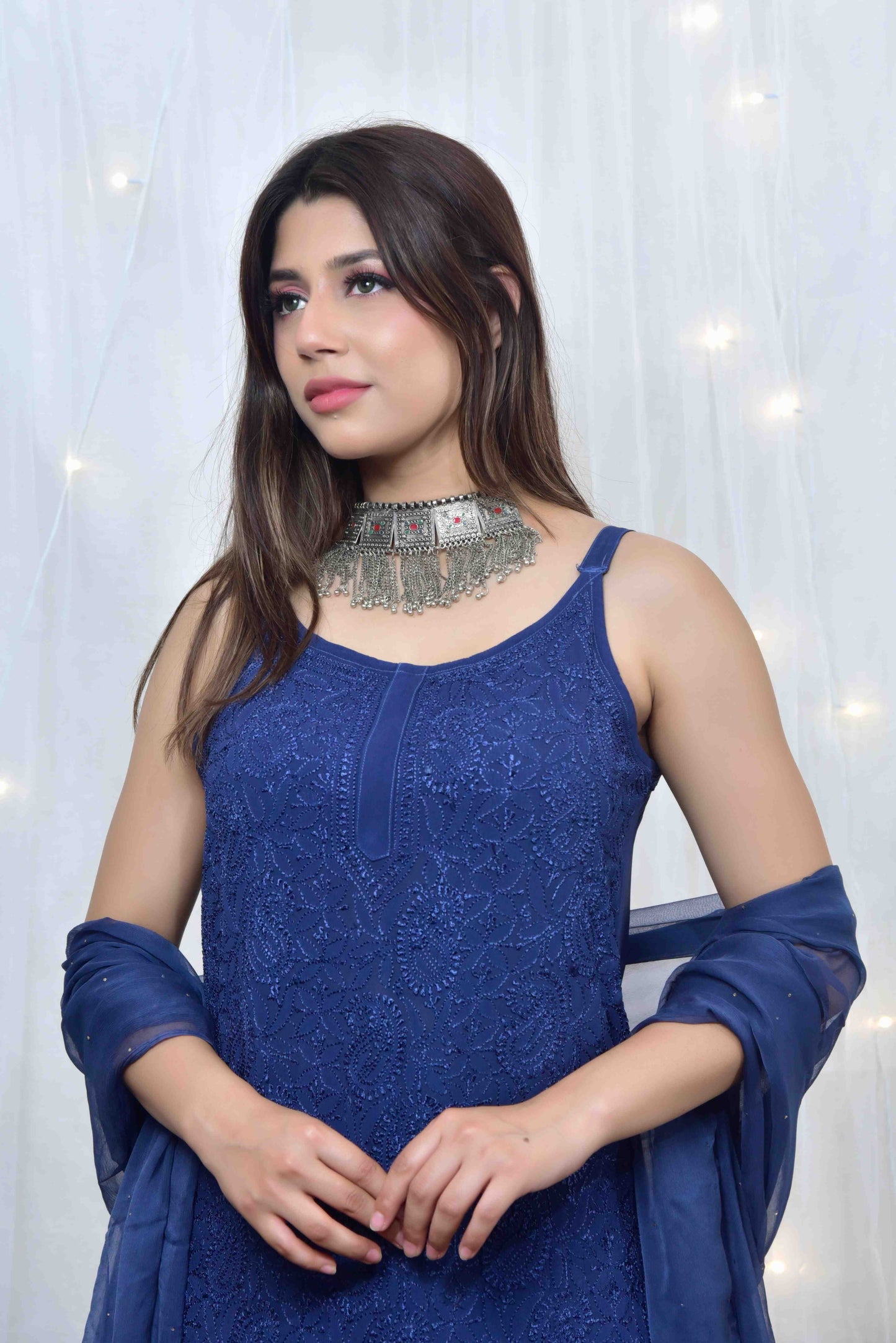 Viscose Georgett Long Kurti Set - Janaki Apparels