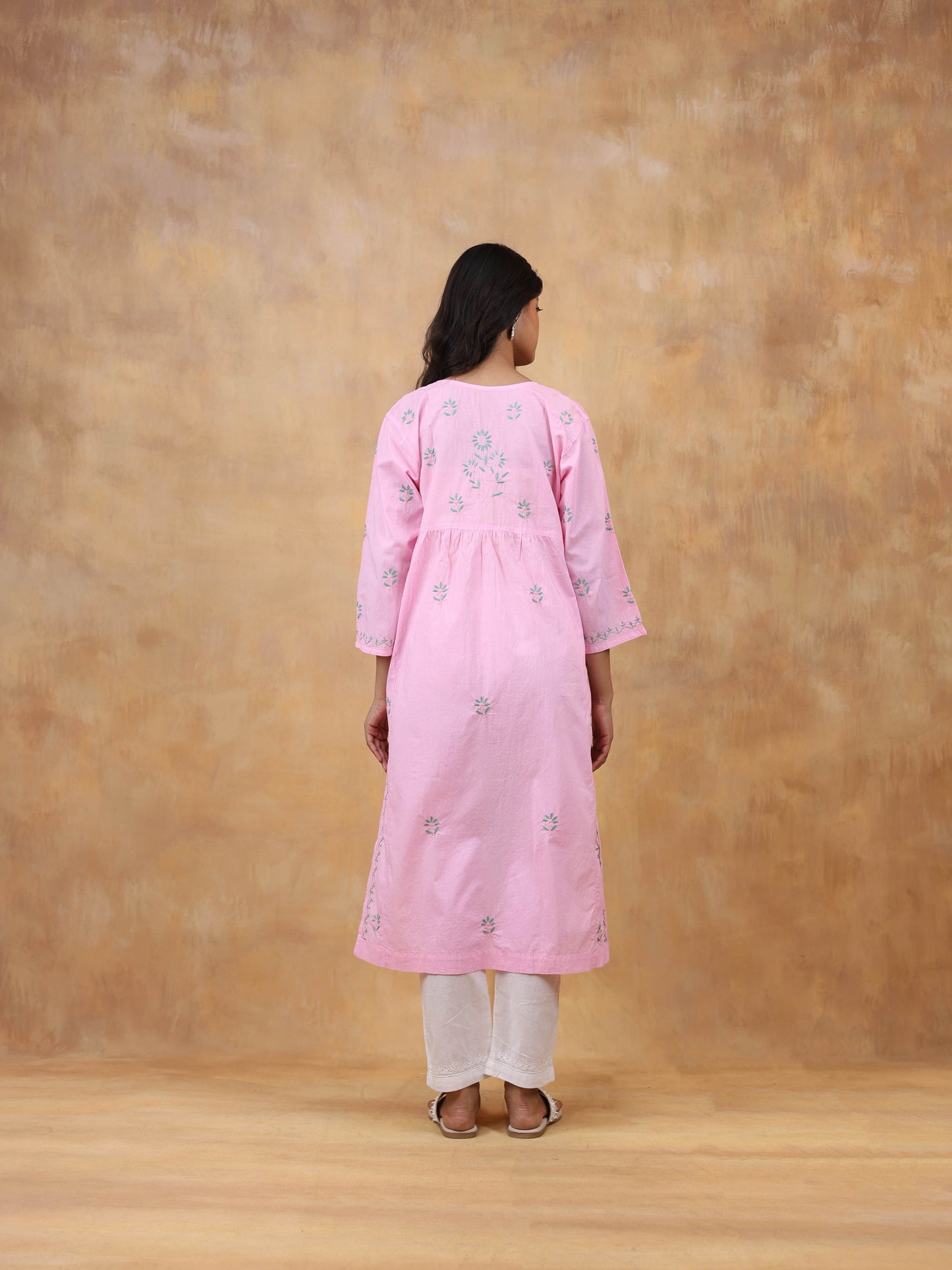 Cotton High Slit Chikankari Kurti