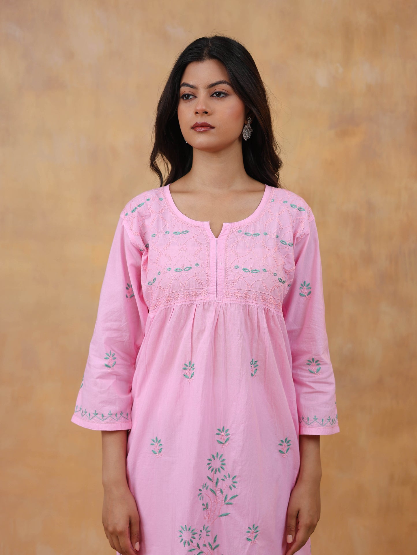 Cotton High Slit Chikankari Kurti
