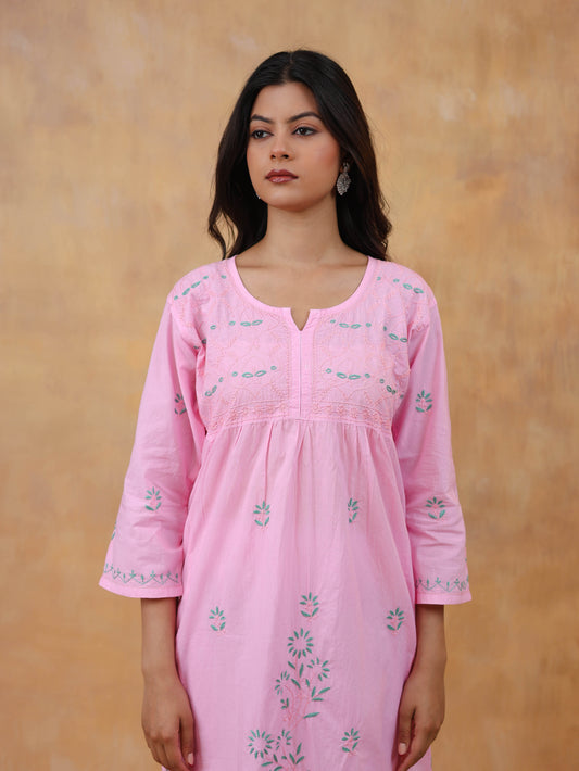 Cotton High Slit Chikankari Kurti