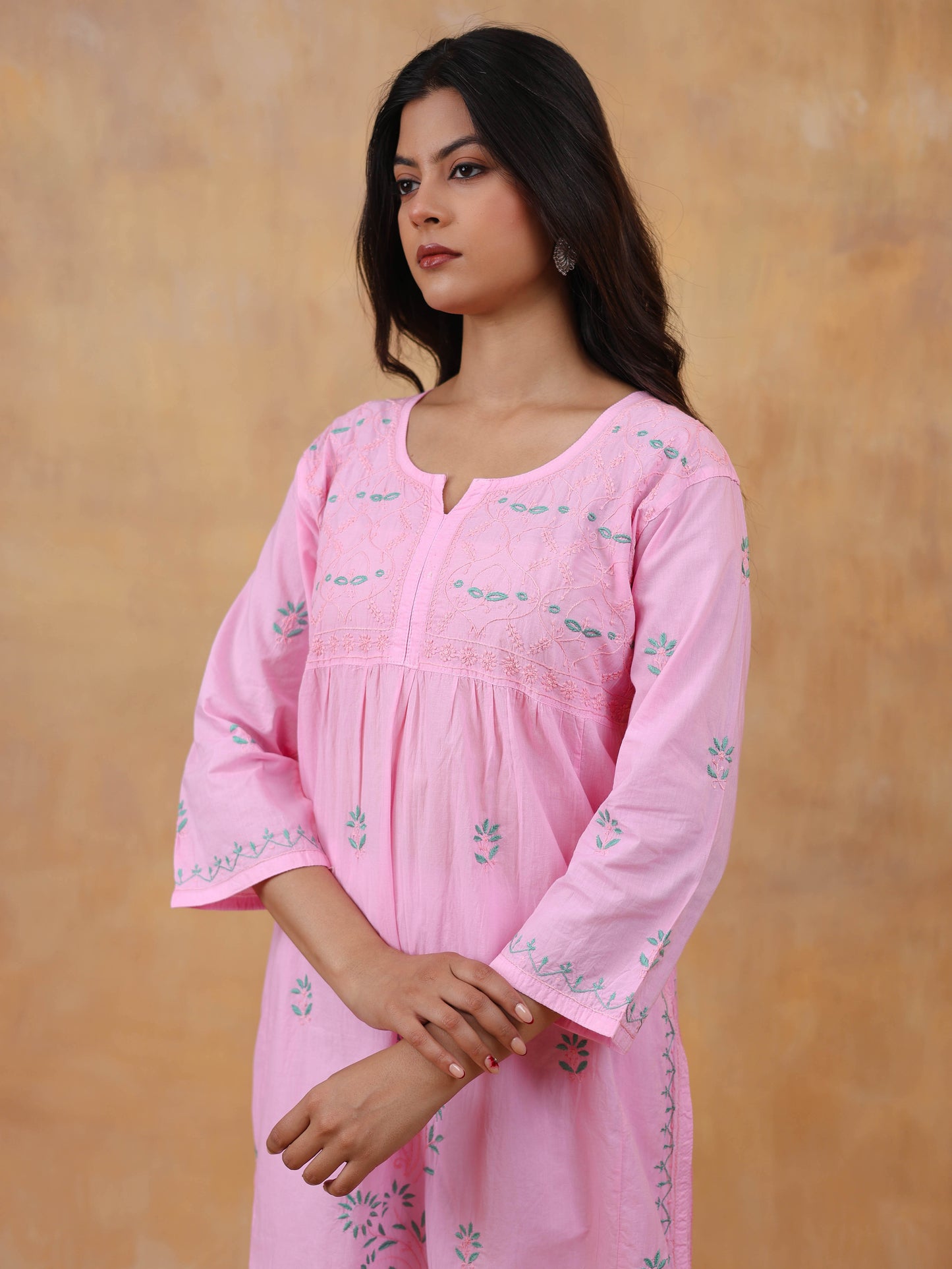 Cotton High Slit Chikankari Kurti