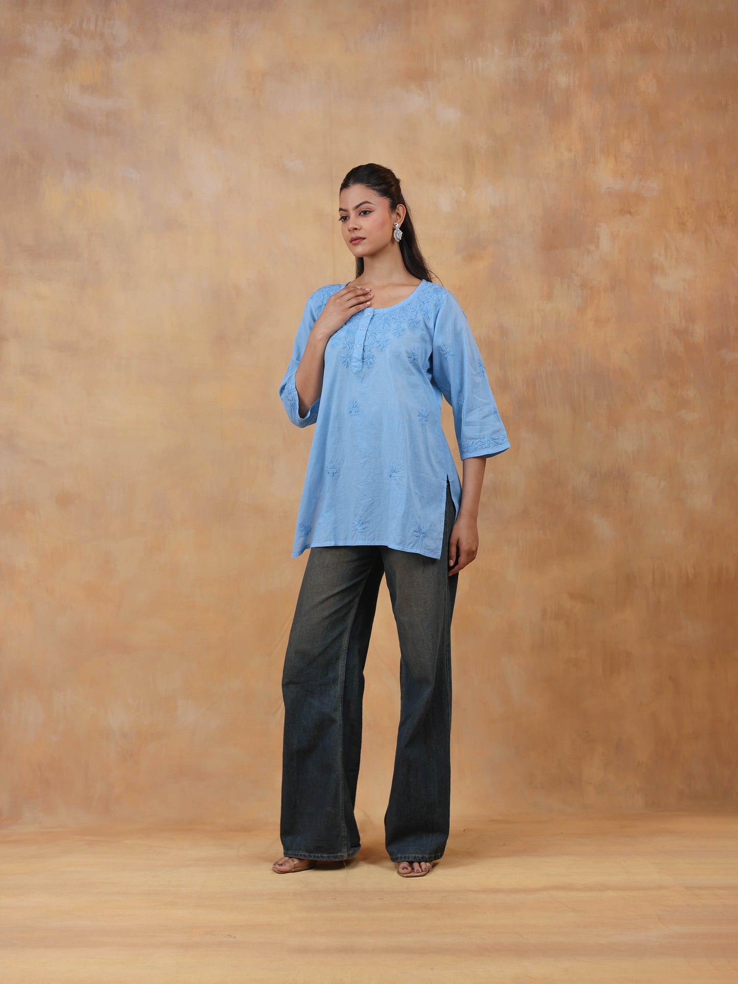 Cotton Short Chikankari Kurti