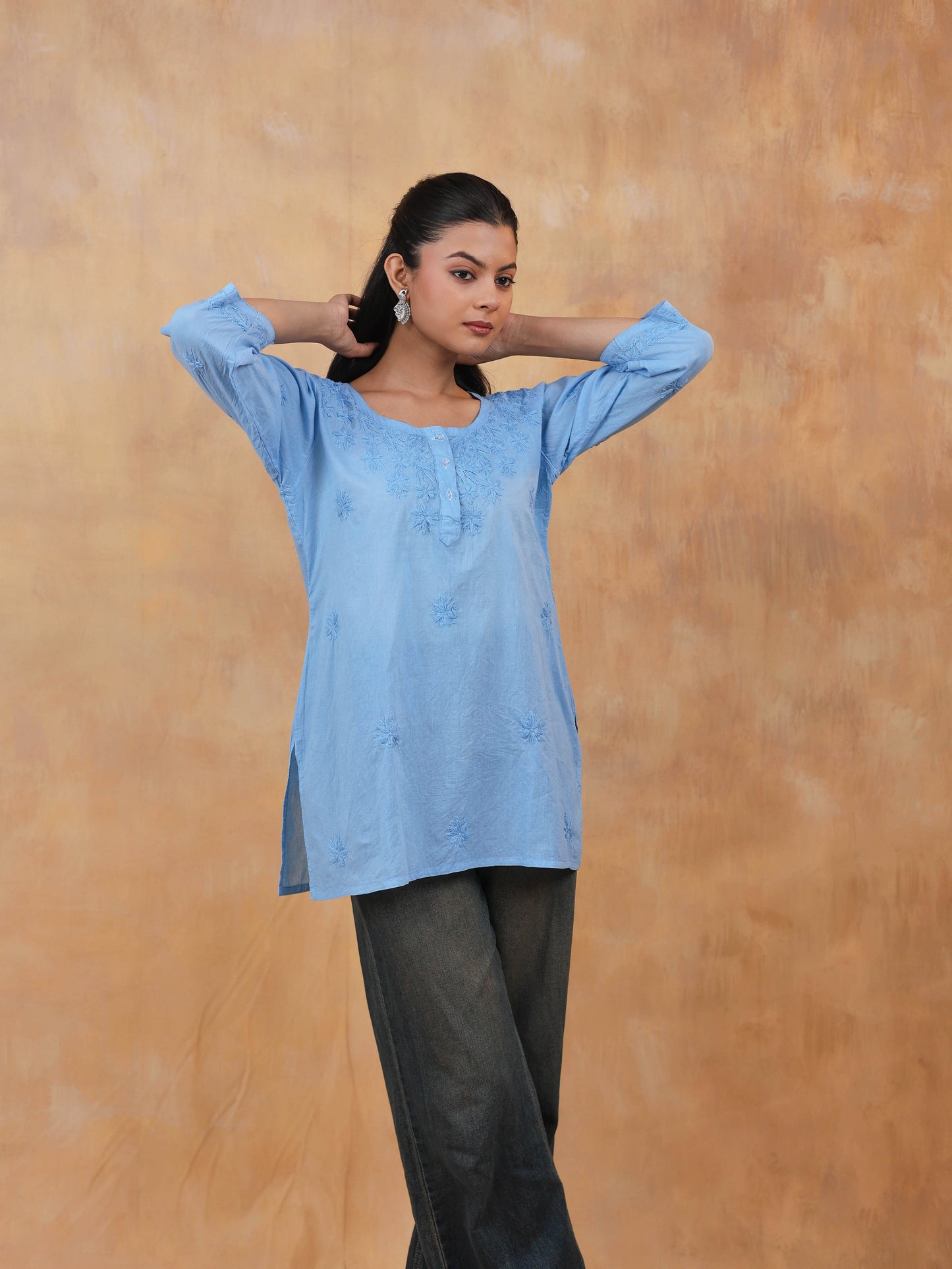 Cotton Short Chikankari Kurti
