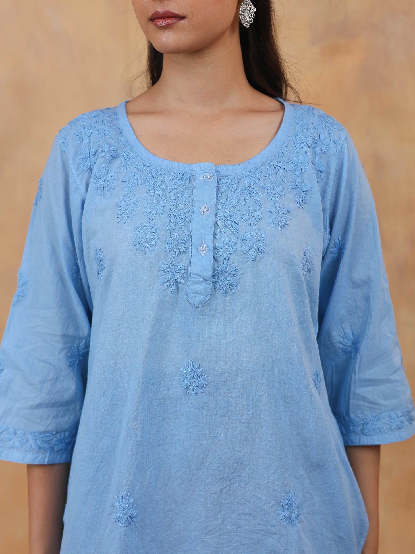 Cotton Short Chikankari Kurti