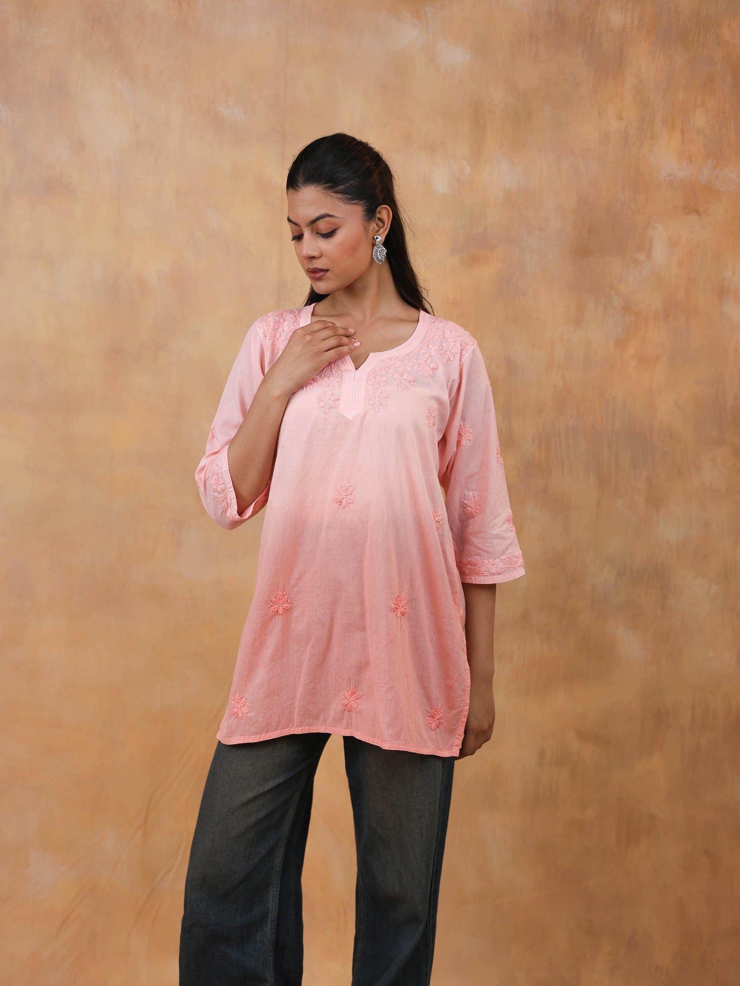 Cotton Short Chikankari Kurti