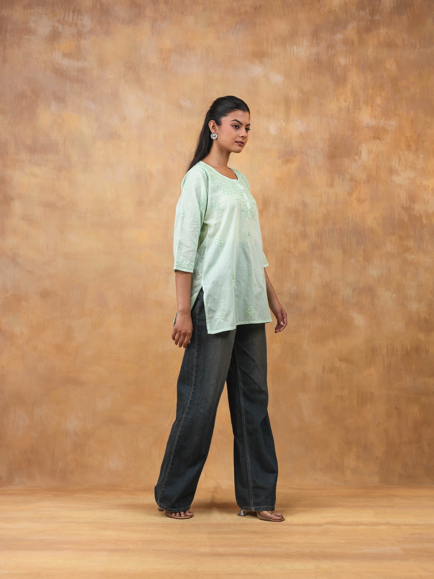 Cotton Chikankari Short Top