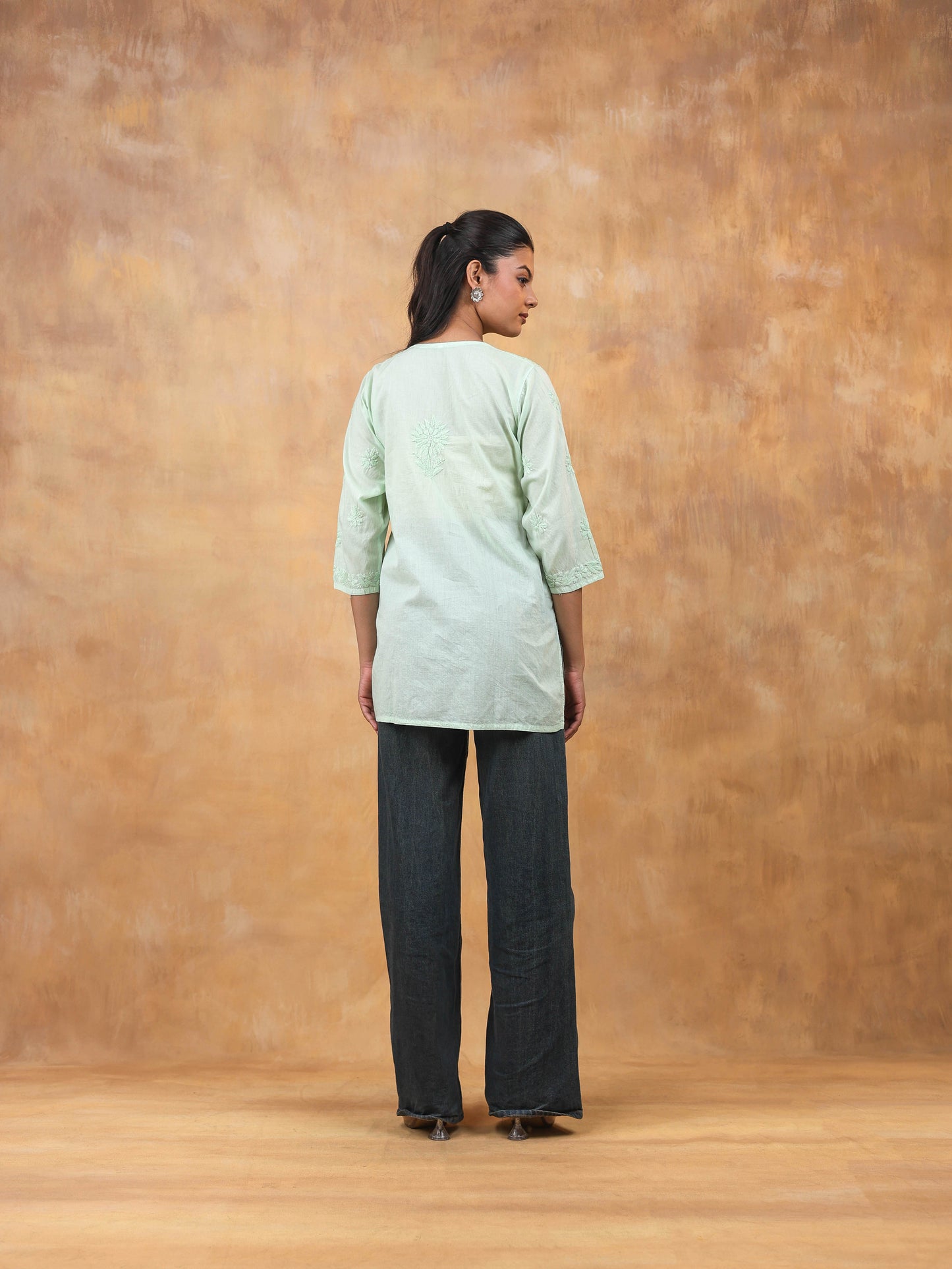 Cotton Chikankari Short Top