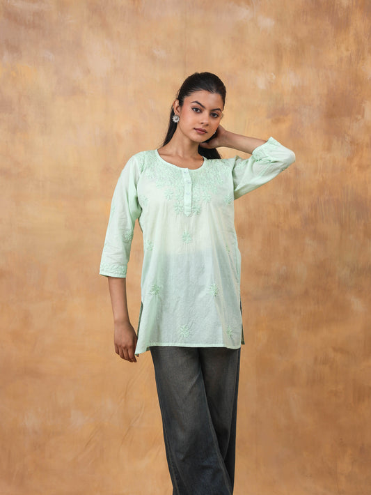 Cotton Chikankari Short Top