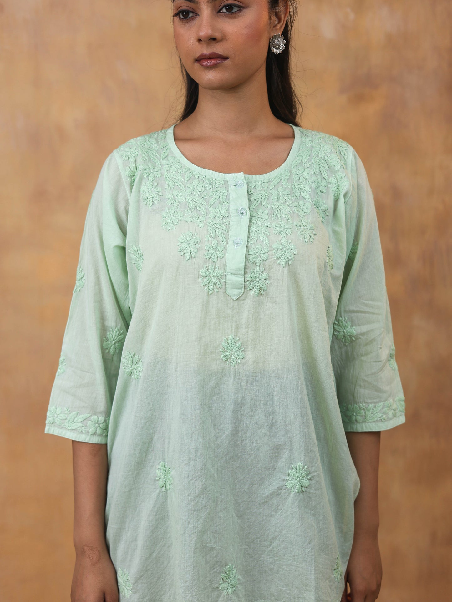 Cotton Chikankari Short Top