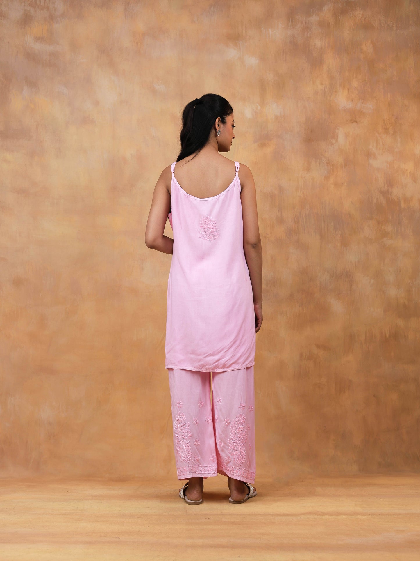 Modal Cotton Sleeveless Chikankari Set