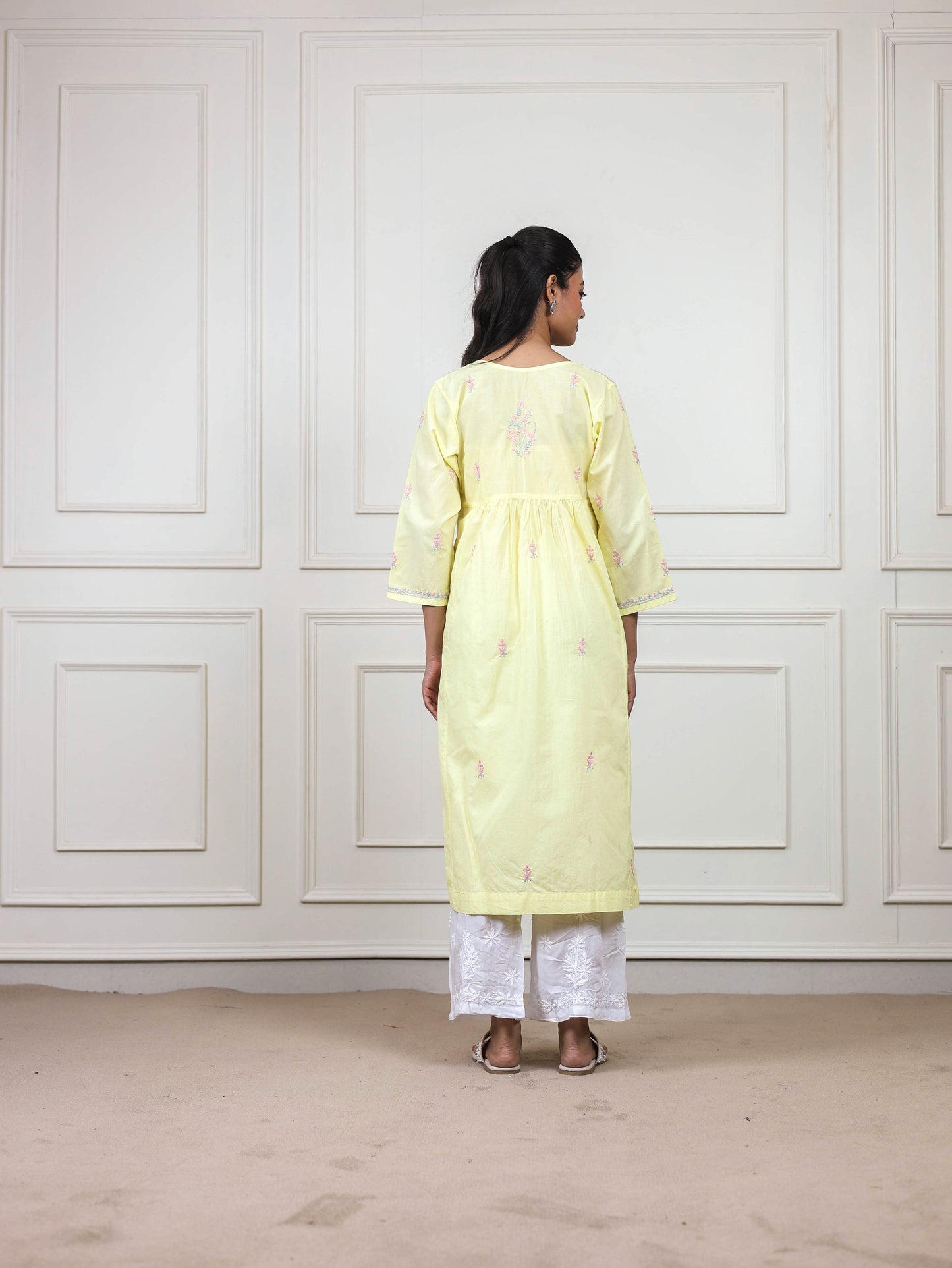 Cotton High Slit Chikankari Kurti