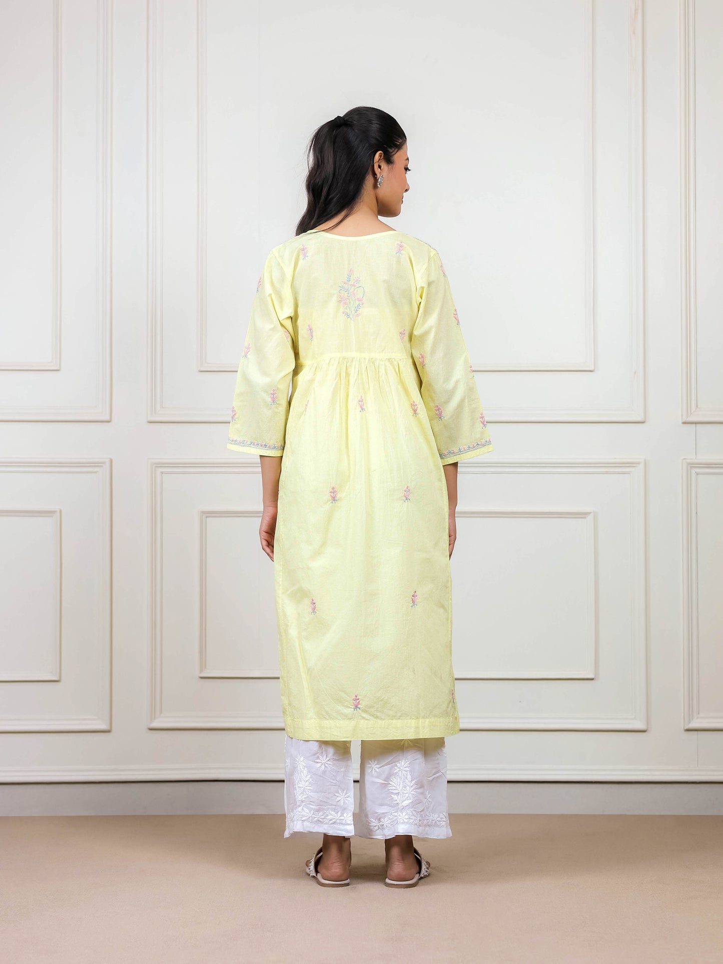 Cotton High Slit Chikankari Kurti