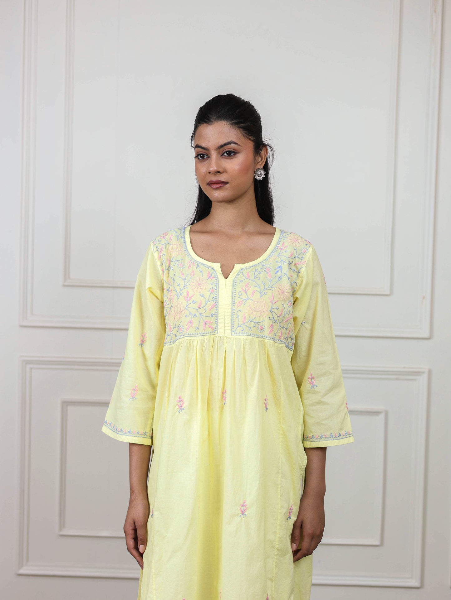Cotton High Slit Chikankari Kurti