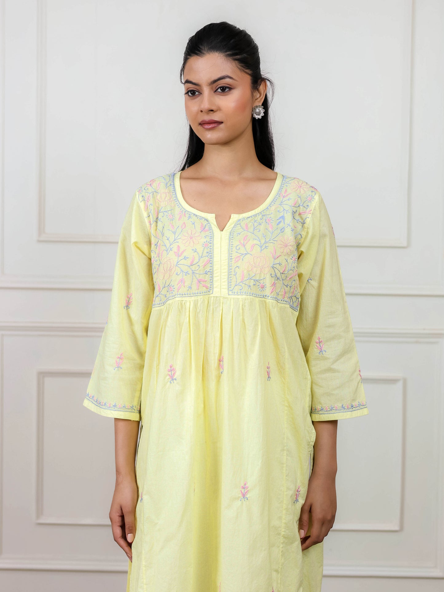 Cotton High Slit Chikankari Kurti