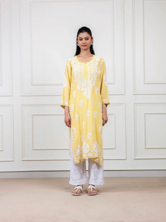 Modal Cotton Long Chikankari Kurti