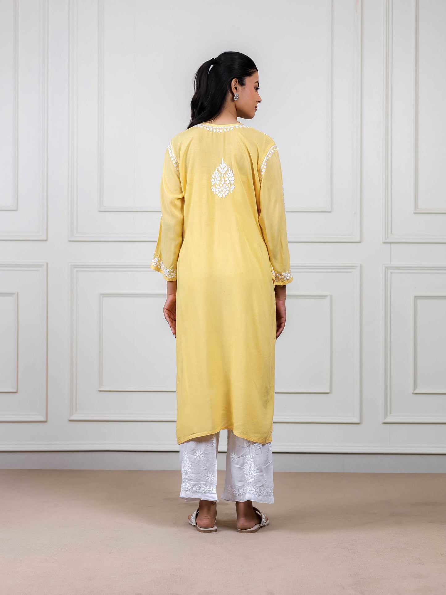 Modal Cotton Long Chikankari Kurti