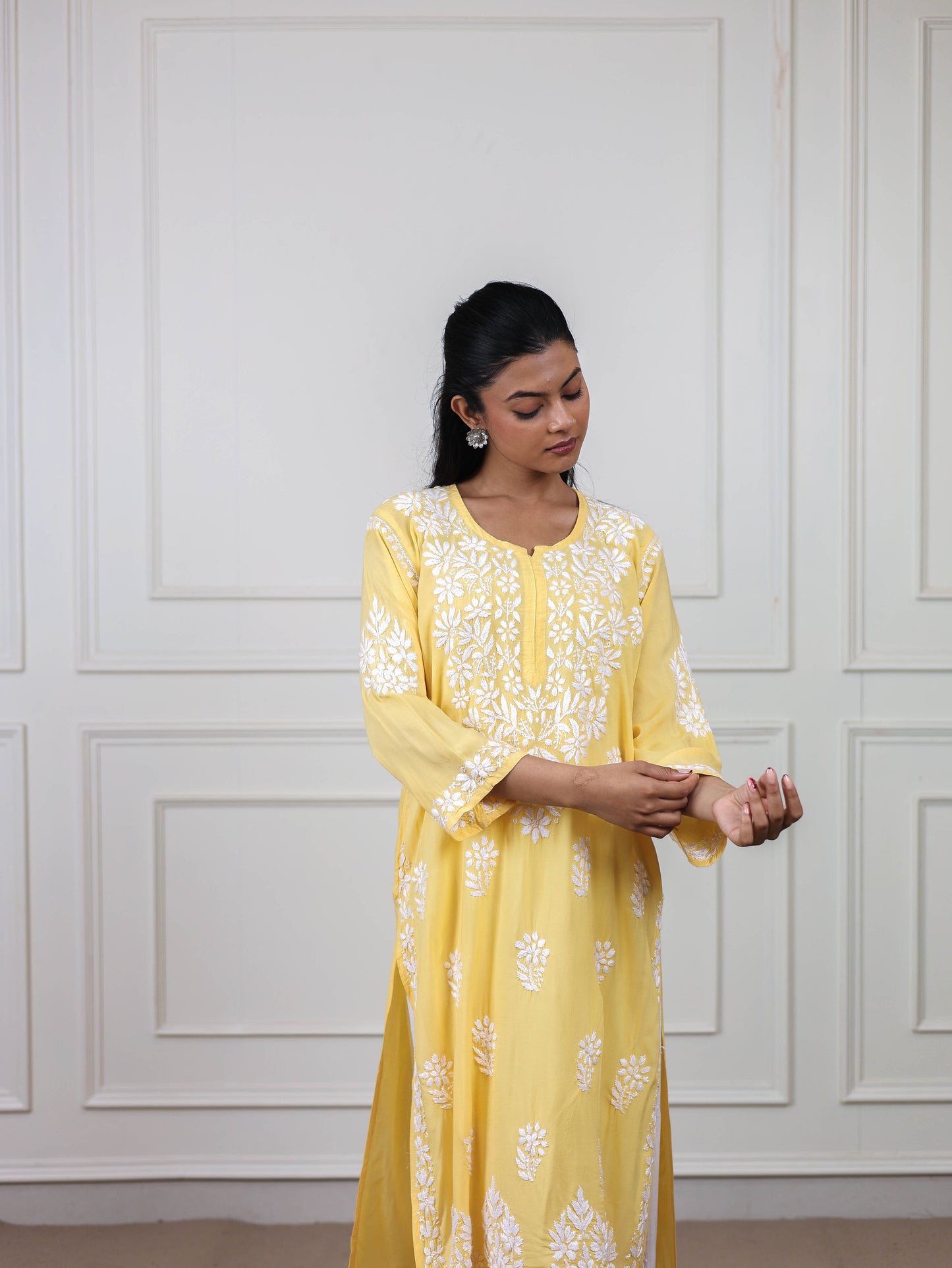 Modal Cotton Long Chikankari Kurti