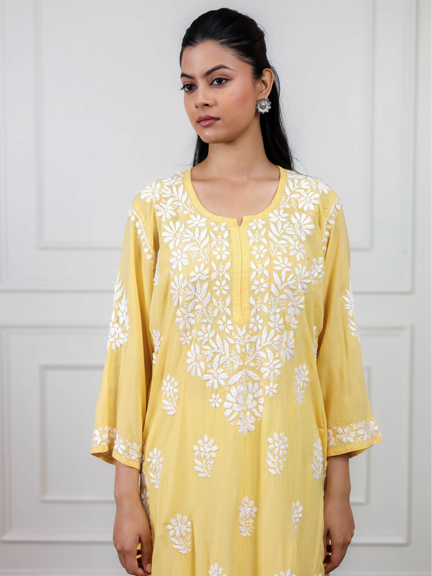 Modal Cotton Long Chikankari Kurti