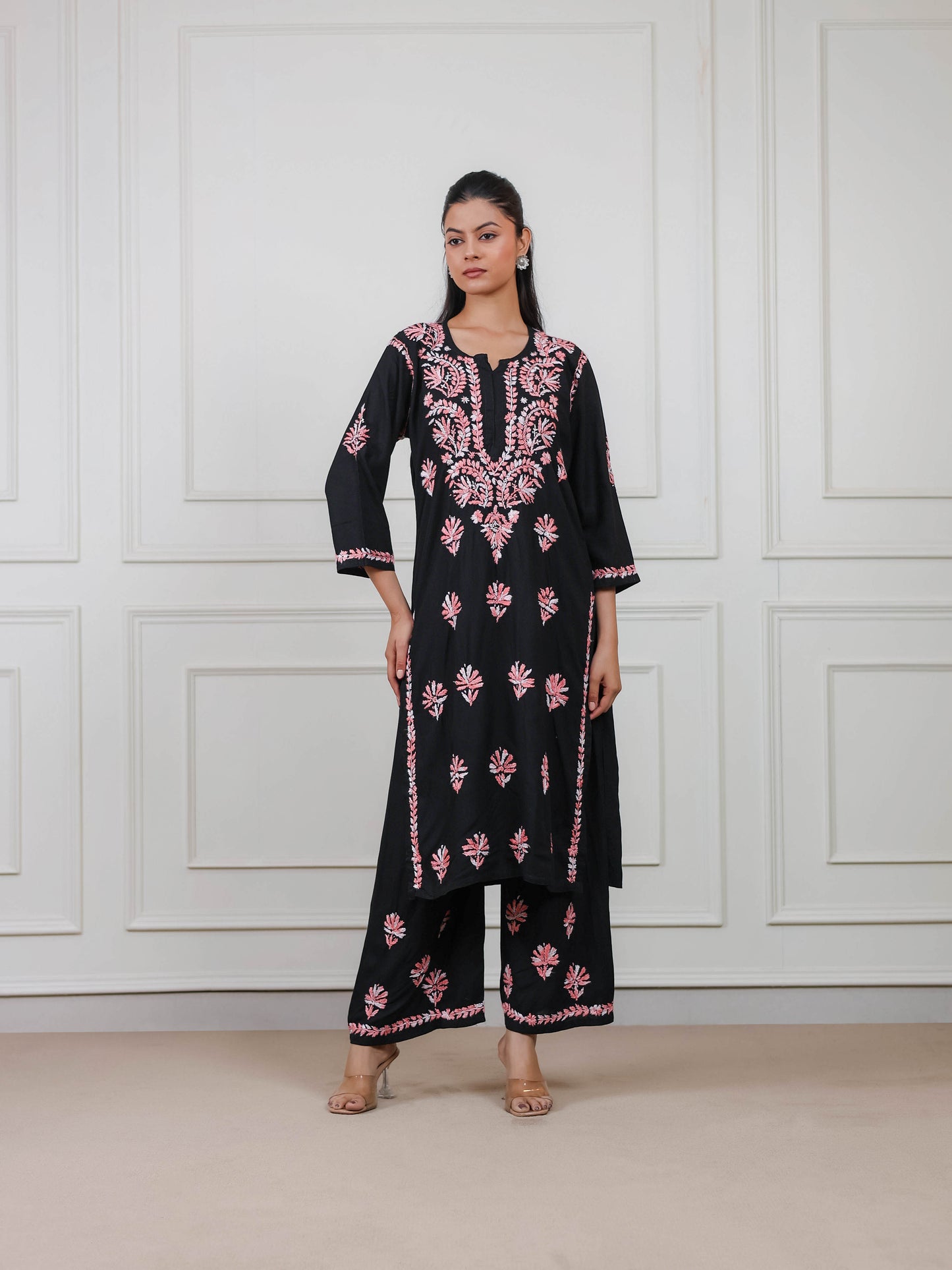 Modal Cotton Long Chikankari Kurta Set