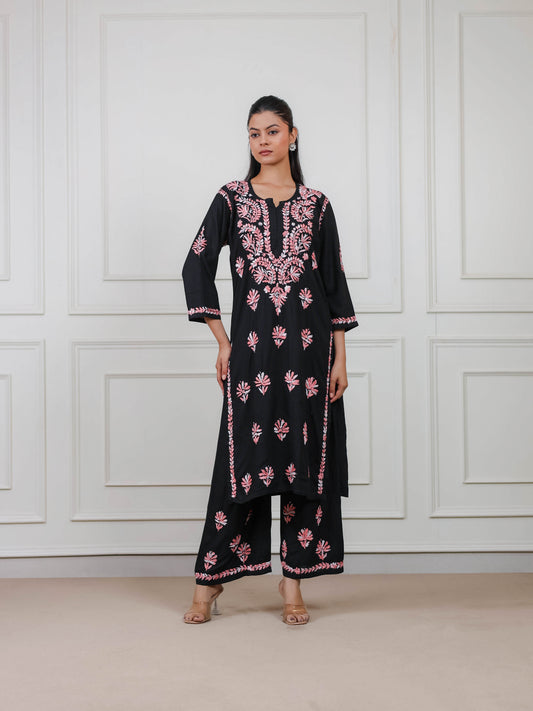 Modal Cotton Long Chikankari Kurta Set