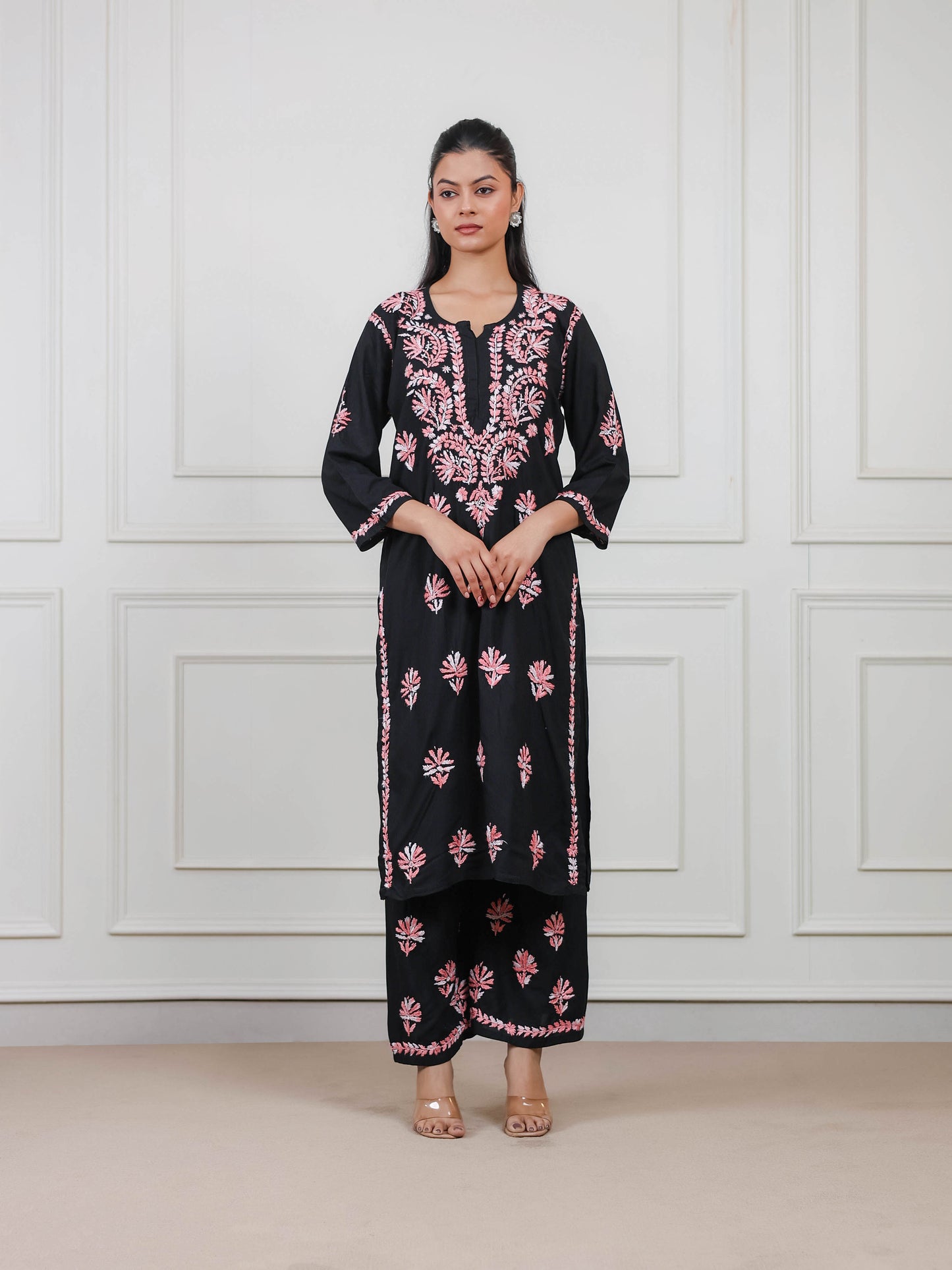 Modal Cotton Long Chikankari Kurta Set