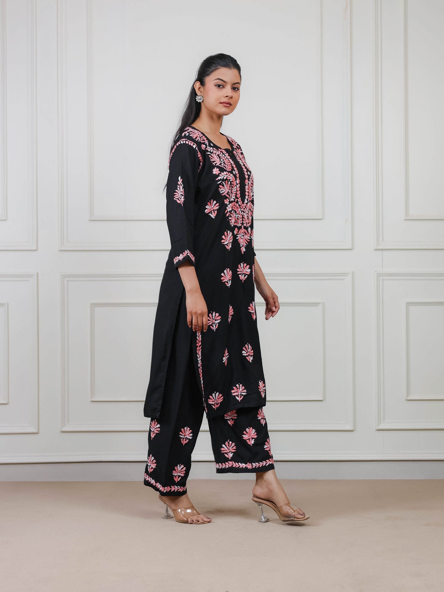 Modal Cotton Long Chikankari Kurta Set