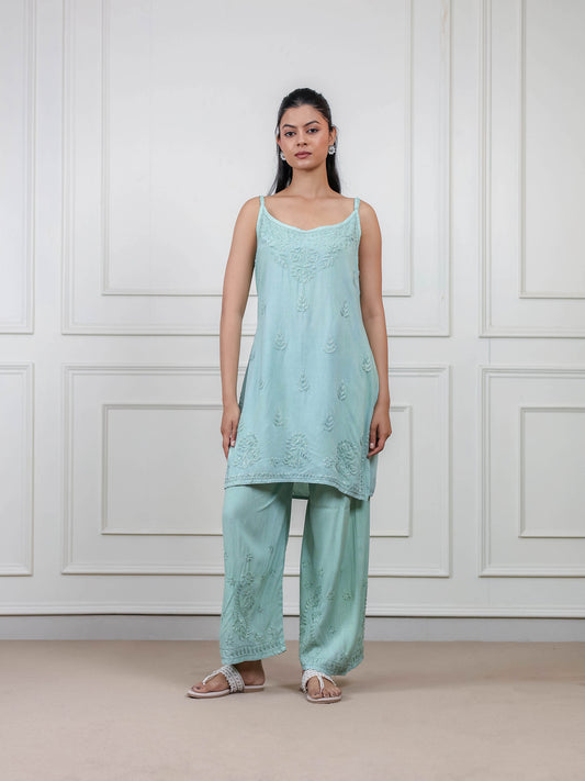 Modal Cotton Sleeveless Chikankari Set