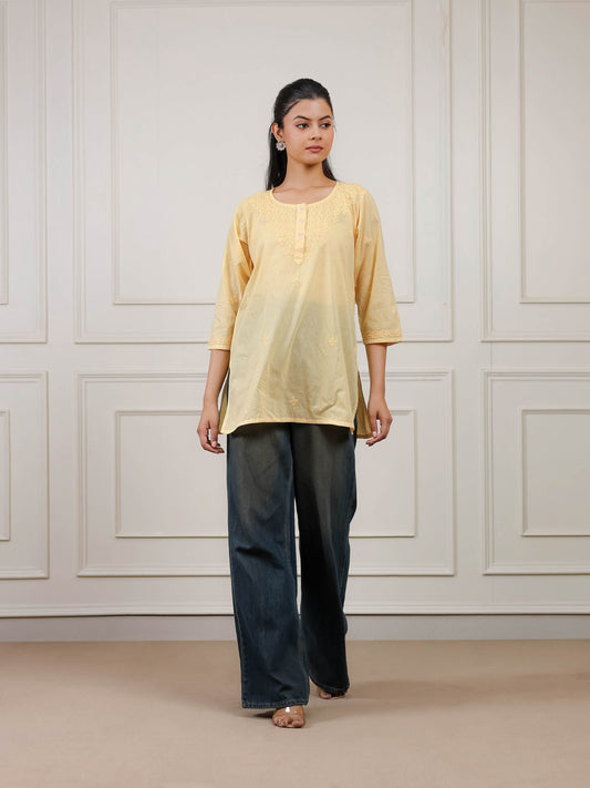 Cotton Short Chikankari Kurti