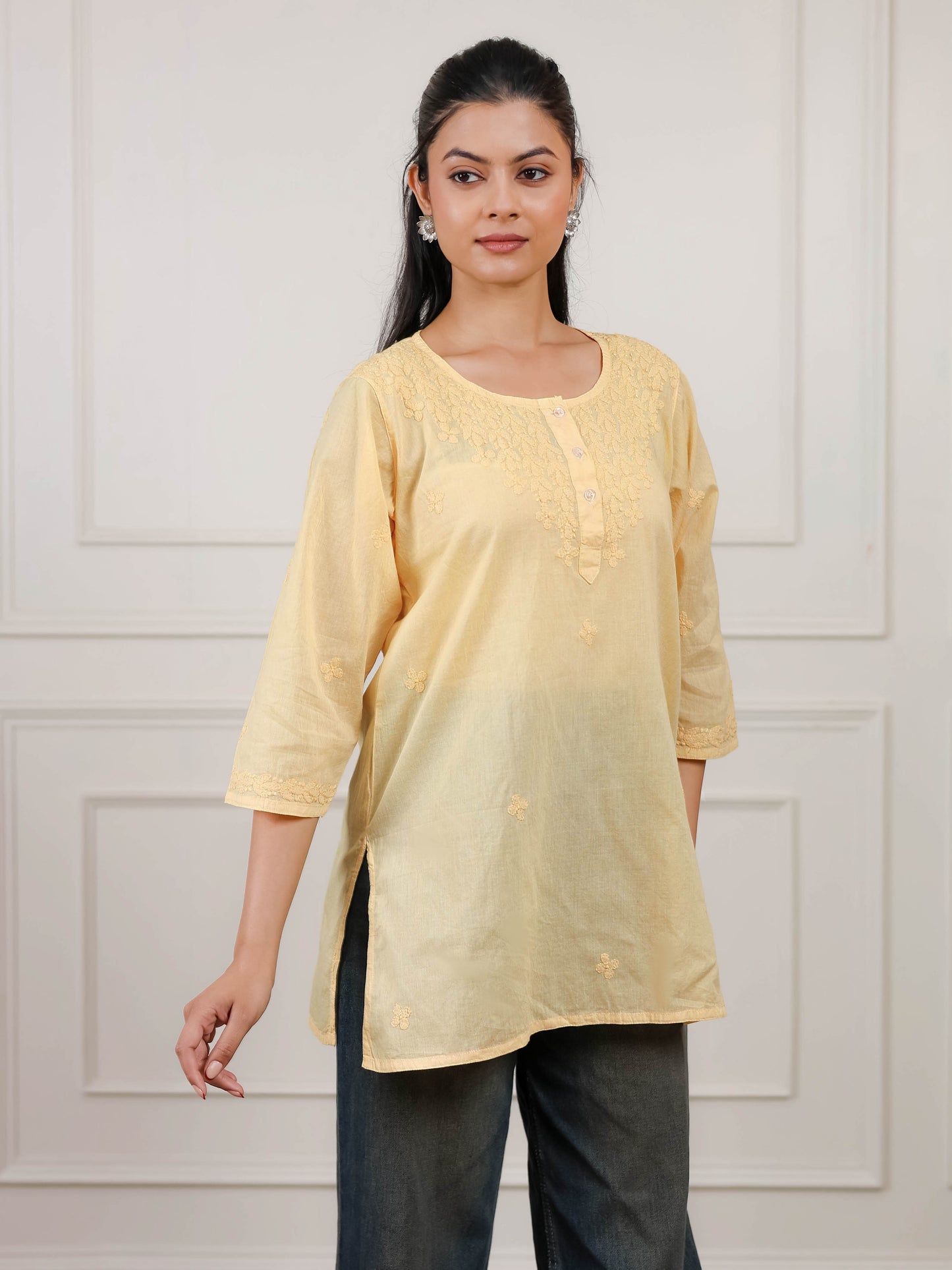 Cotton Short Chikankari Kurti