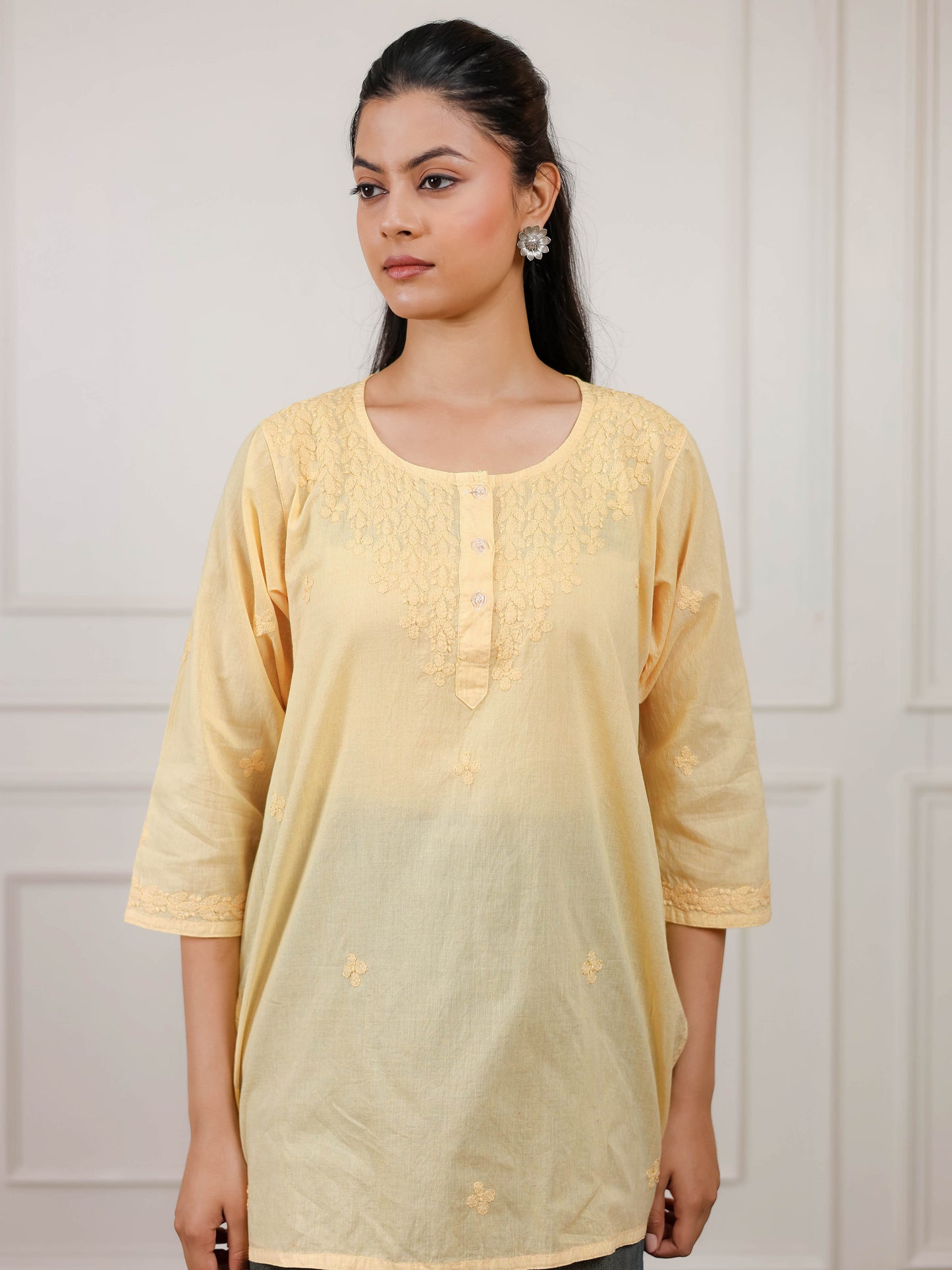 Cotton Short Chikankari Kurti
