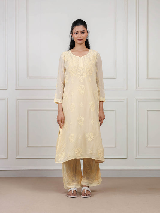 Cotton Chikankari Long Kurti