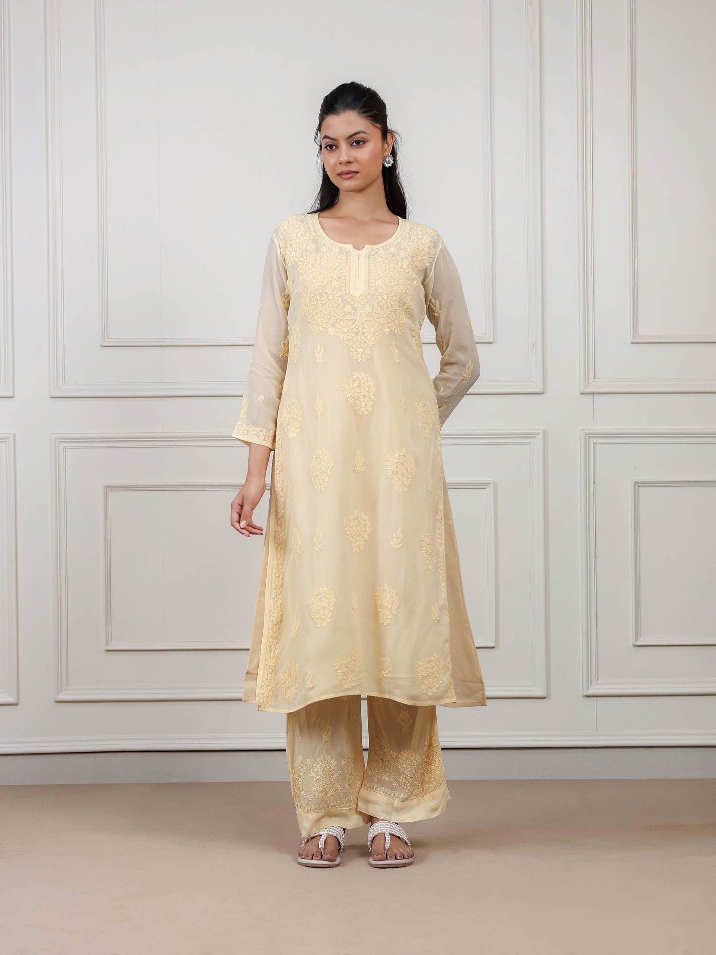 Cotton Chikankari Long Kurti