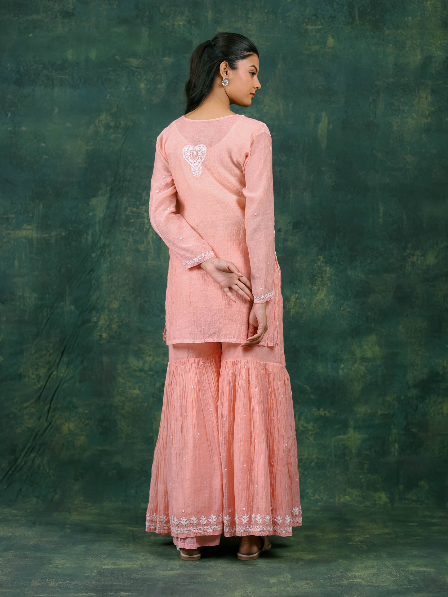 Mal Chanderi Chikankari Gharara