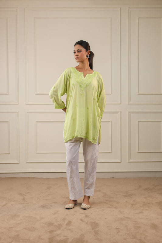 Modal Cotton Short Chikankari Kurti