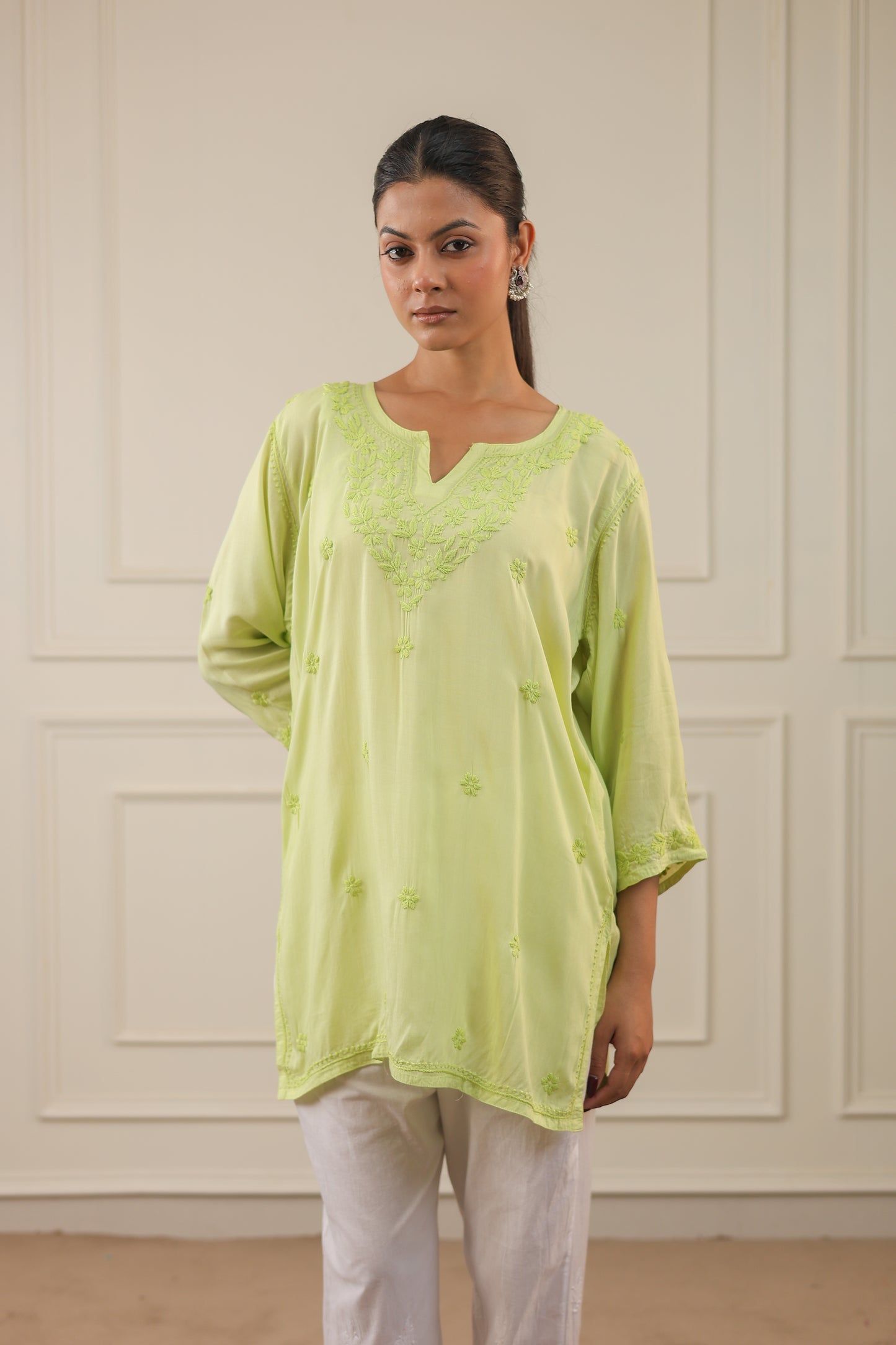 Modal Cotton Short Chikankari Kurti