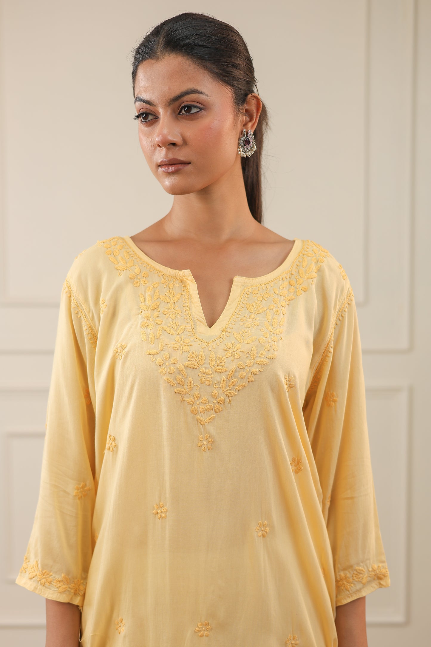 Modal Cotton Short Chikankari Kurti