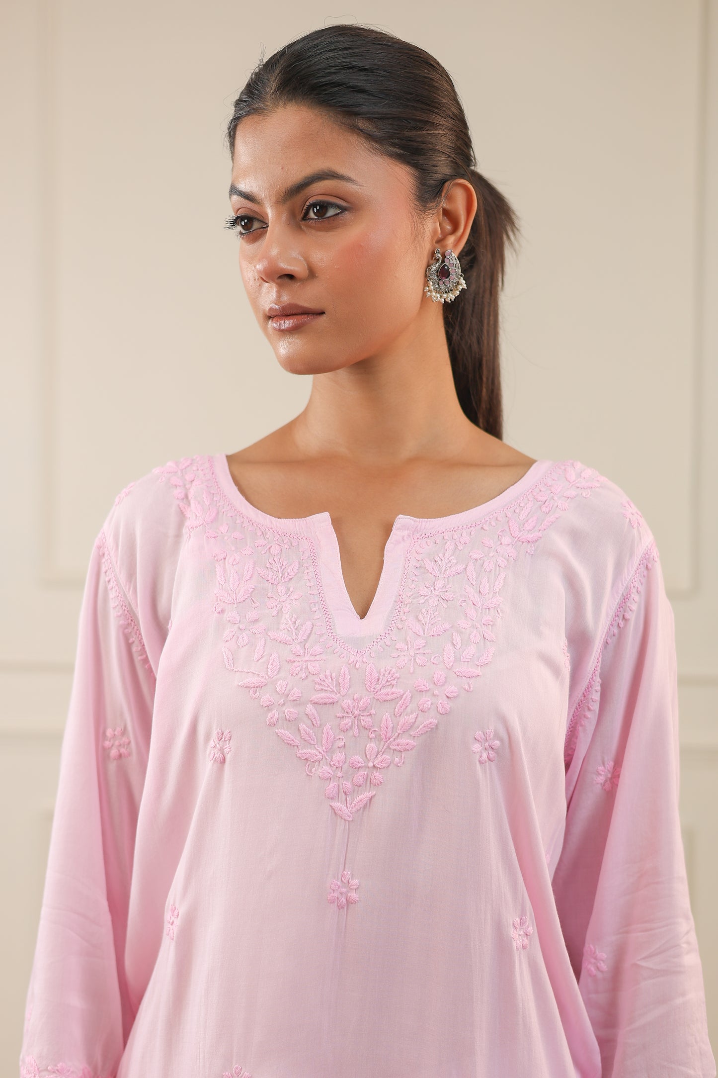 Modal Cotton Short Chikankari Kurti
