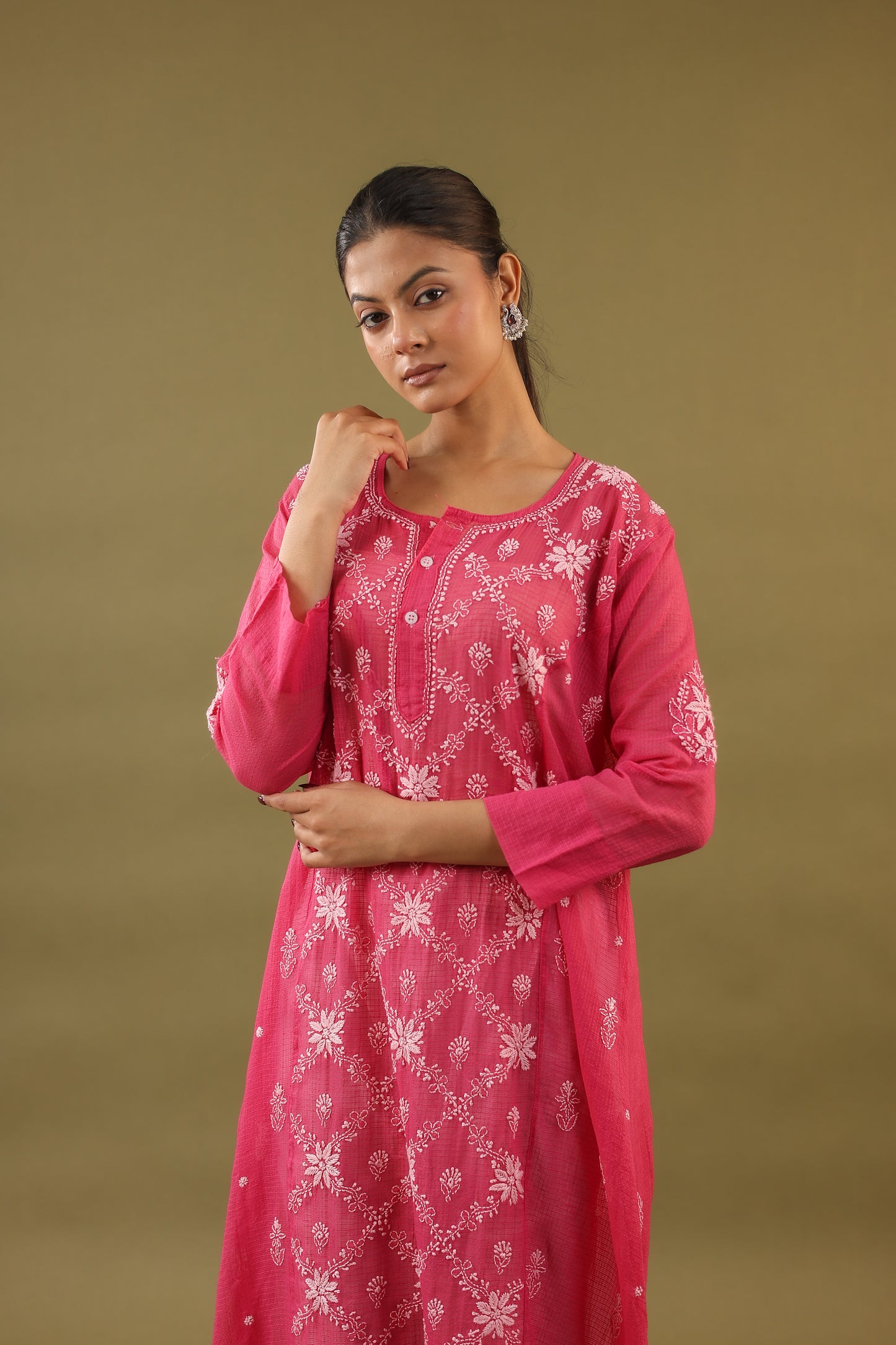 Kota doria A Line Chikankari Kurti