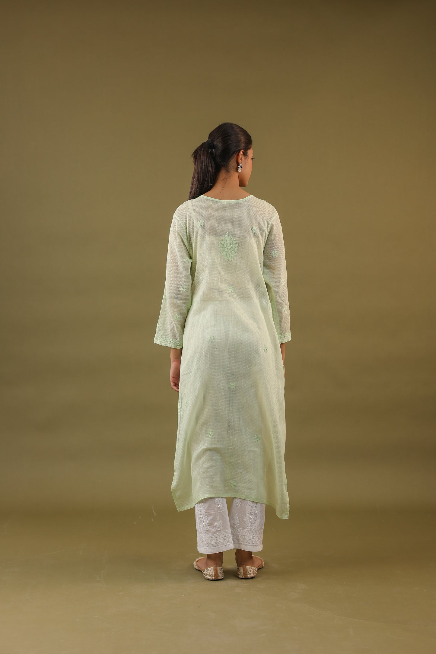 Kota Cotton Long Chikankari Kurti