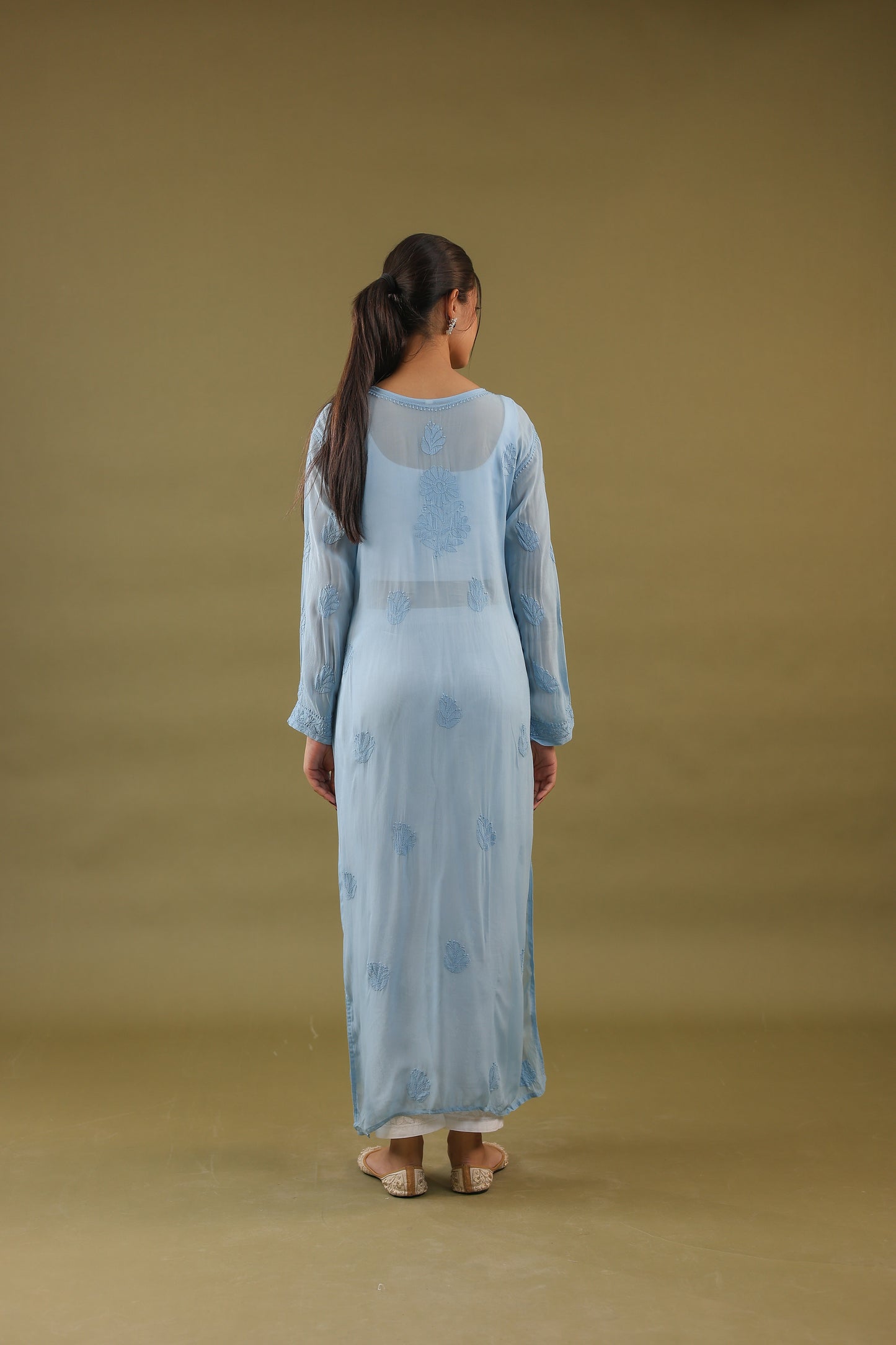 Pure Viscose Georgette Long Chikankari Kurti