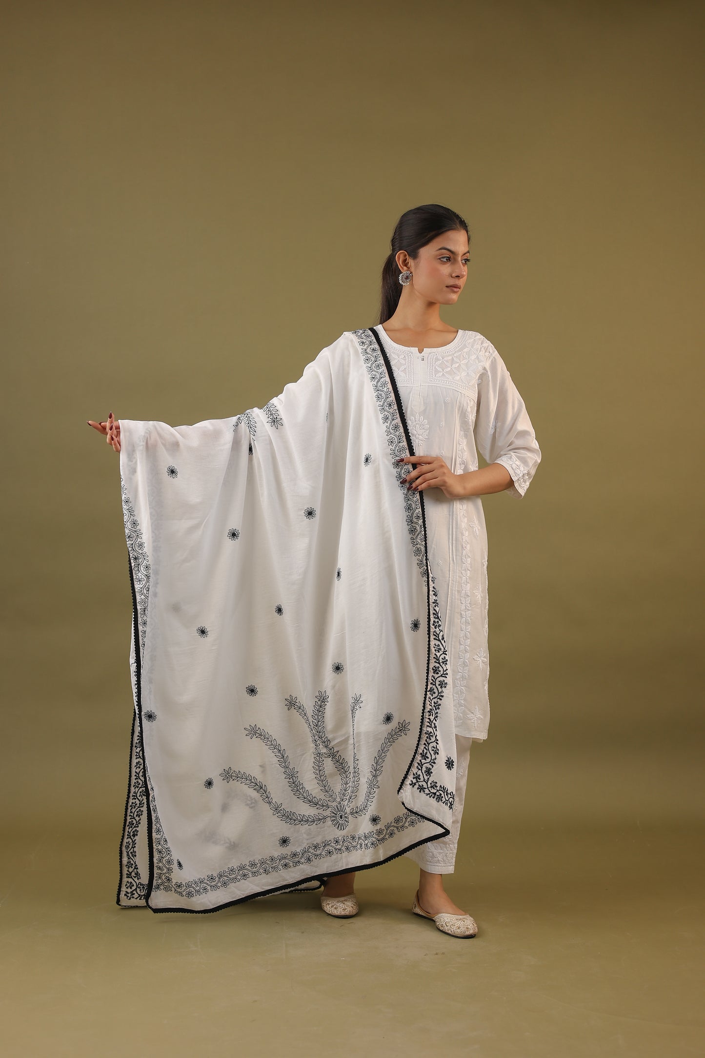 Mal Cotton Chikankari Dupatta